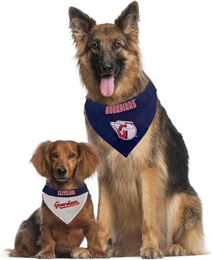 Pets First MLB Cleveland Guardians Reversible Bandana Small/Medium for Dogs & Cats. 2 Sided Sports Bandana, with a Premium Embroidery Team Logo. - 2 Sizes & All MLB Teams Available (CLG-3217-S-M)