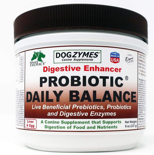 Dogzymes Probiotic Daily Balance - Supplies Nutritional Support and Live microorganisms for intestinal Well-being as Well as enzymes for Proper Digestion. (8 ounce)