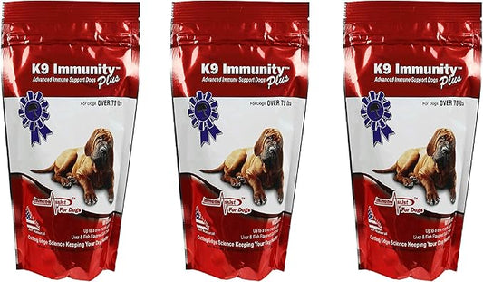 K9 Immunity Plus - Potent Immune Booster For Dogs Over 70 Pounds - Certified Organic – Mushroom Enhanced Supplement - Veterinarian Recommended Dog Health Supplement -90 Chews 3 pack