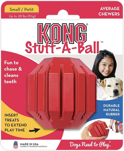 KONG Stuff-A-Ball - Durable Chew Toy for Dogs - Natural Rubber Dog Toy for Dental Health - Pet Toy for Chewing & Teeth Cleaning - Stuffable Toy for Dog Treats & Snacks - for Small Dogs
