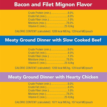 PEDIGREE CHOPPED GROUND DINNER Adult Soft Wet Dog Food 18-Count Variety Pack, 3.5 oz Pouches