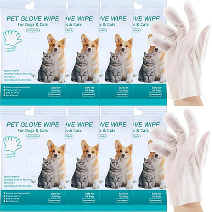48 Pack Cleaning Glove for Dogs Cats and Pets Bathing Wipes Dry Cleaning Gloves Grooming Wipes Grooming for Dog and Cat Daily Care and Traveling