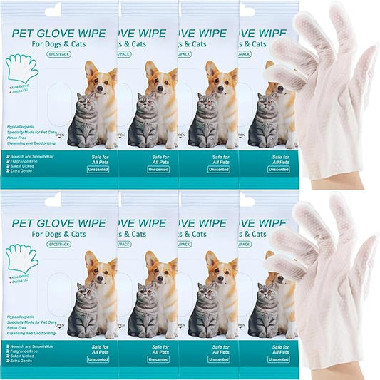 48 Pack Cleaning Glove for Dogs Cats and Pets Bathing Wipes Dry Cleaning Gloves Grooming Wipes Grooming for Dog and Cat Daily Care and Traveling