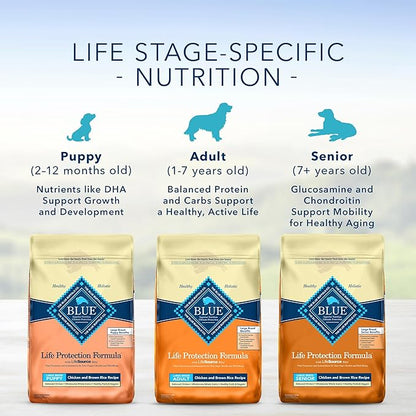 Blue Buffalo Life Protection Formula Natural Senior Large Breed Dry Dog Food, Chicken and Brown Rice 34-lb