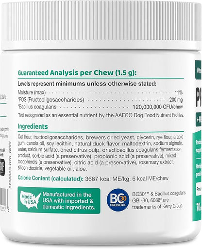 Wellnergy Daily Probiotic & Prebiotics Soft Chew for Dogs & Cats - Digestive Support for Diarrhea, Constipation, Upset Stomach, Indigestion & Gas - Helps Digestion, Allergy Skin & Immune Health 70ct