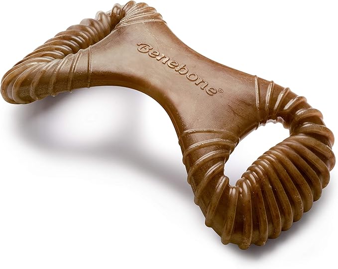 Benebone Dental Durable Dog Chew Toy for Aggressive Chewers, Real Bacon, Made in USA, Large