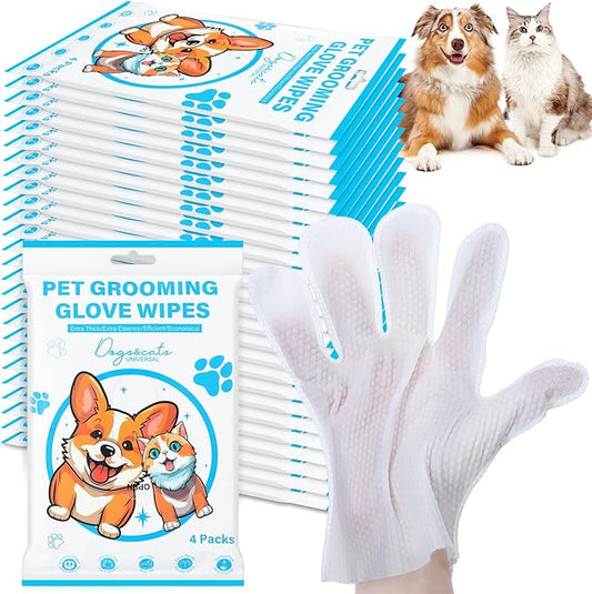 200 Pcs Pet Bathing Wipes for Dogs and Cats Cleaning Deodorizing Grooming Wipes Disposable Rinse Free Nourish Fur Glove Wipes for Puppy Dogs Kitten Daily Care and Traveling
