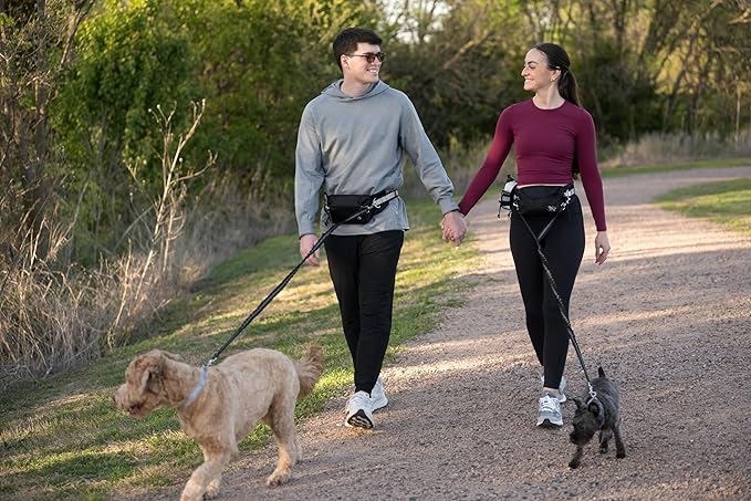Hands Free Dog Leash - Hands Free Dog Leash for Large Dogs w/Water Bottle - Waterproof Waist Leash for Dog Walking 2 Dogs - Reflective Running Leash for Dogs- No Hands Dog Leash Waist Belt