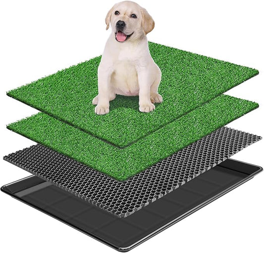 Dog Grass Pad with Tray, Dog Potty Grass for Puppy Training, Artificial Fake Grass for Dogs to Pee on Indoor Outdoor