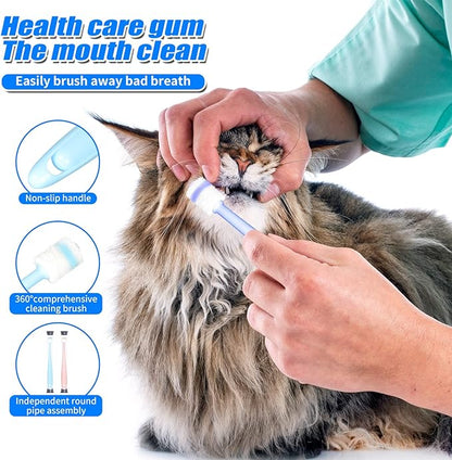 2 PCS Small dog & Cat Dental Care Tooth Brushing Kit,2 PCS 360 Degree Soft Silicone,Independent Packaging,360°Pinching Teeth for Easy Puppy Teeth Cleaning