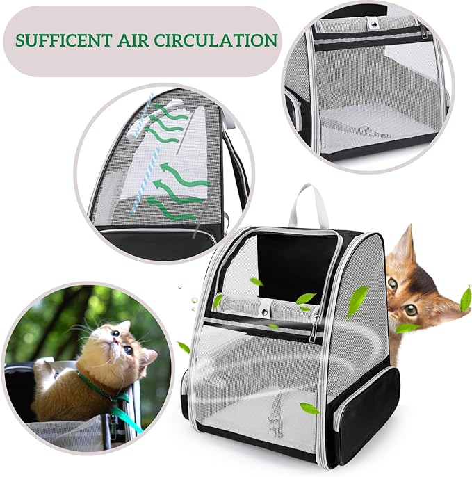 Lollimeow Cat Backpack Carrier, Ideal for Small Animals & Puppies, Outdoor Adventures, Vet Transport. Fully Ventilated Design for Ultimate Comfort On-The-Go