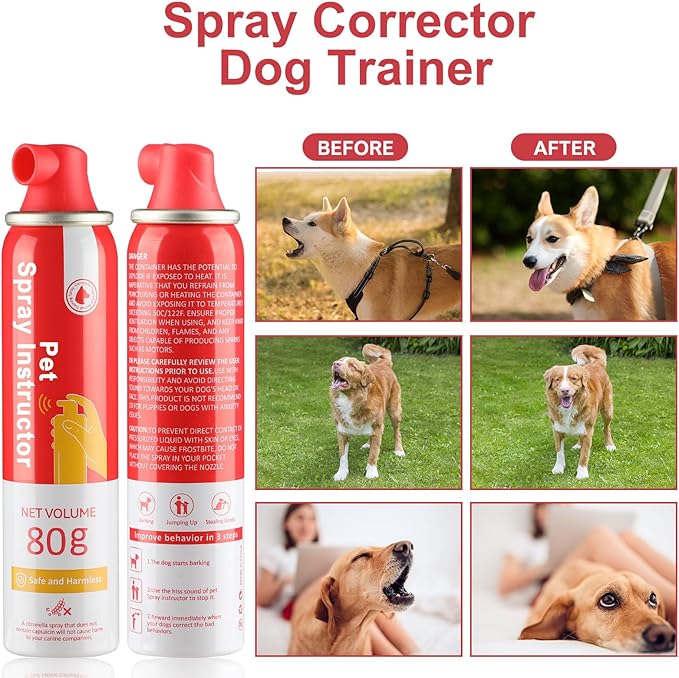 Corrector Spray Dog Trainer, 80ml 4 Pack Corrector Spray for Dogs to Stops Barking, Food Stealing, Dog Fights, Attacks & Unwanted Dog Behaviour, Safe