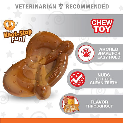 Nylabone Power Chew Pretzel Dog Chew Toy - Fun & Cute Dog Toys for Aggressive Chewers, Durable Dog Toys, Bacon & Peanut Butter Flavor, X-Large/Souper (1 Count)