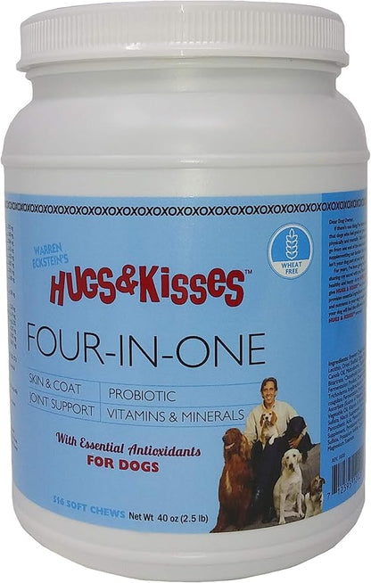 HUGS & KISSES Warren Eckstein's Four-in-One Vitamin Mineral Supplement Treat for Dogs