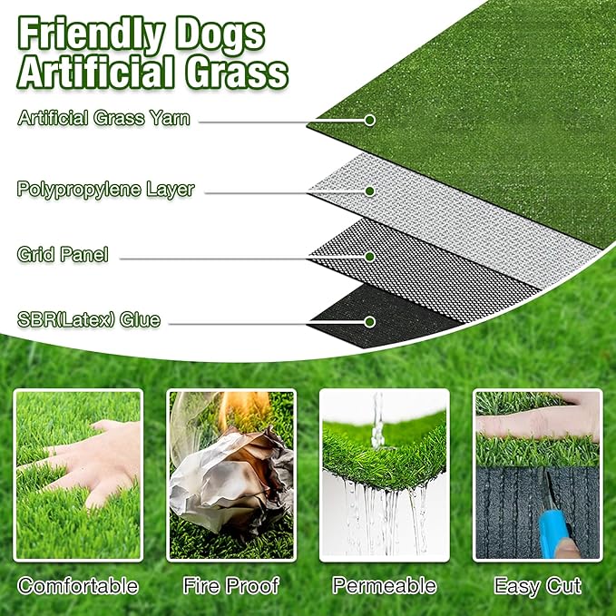 Extra Large Dog Grass Rug, 6FTx6FT Outdoor Fake Turf Pee Pad for Dogs Potty Training, Playpen Whelping Grass Floor Mat