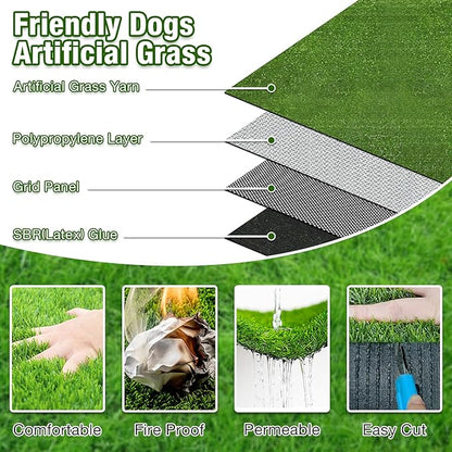 Extra Large Dog Grass Rug, 6FTx6FT Outdoor Fake Turf Pee Pad for Dogs Potty Training, Playpen Whelping Grass Floor Mat
