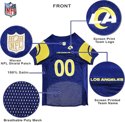 NFL Los Angeles Rams Dog Jersey, Size: Medium. Best Football Jersey Costume for Dogs & Cats. Licensed Jersey Shirt