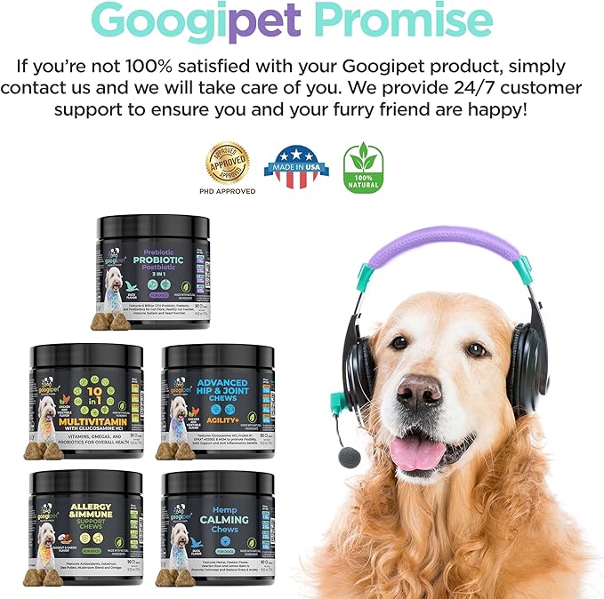 Googipet Probiotics for Dogs Digestive Health - Pre and Probiotics for Dogs + Digestive Enzymes - Dog Probiotic Chews w/Prebiotics & Pumpkin, Anti Diarrhea for Dogs, Constipation, Digestion, & Itching