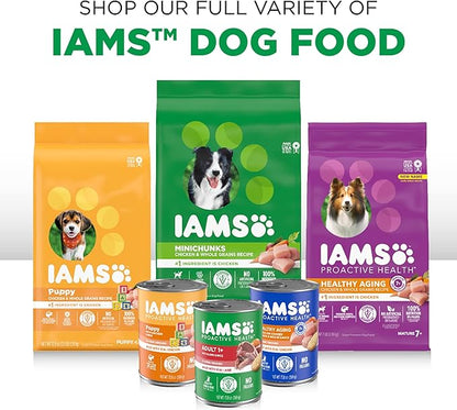 IAMS PROACTIVE HEALTH Adult Wet Dog Food Classic Ground with Beef and Whole Grain Rice, 12-Pack of 13 oz. Cans