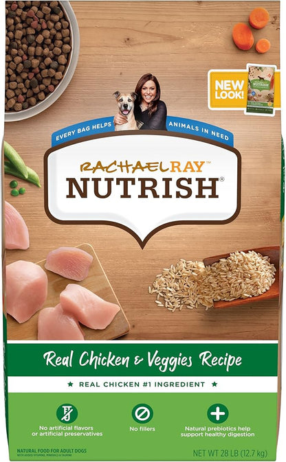 Nutrish Rachael Ray Chicken & Veggies 40 Pounds Dry Dog Food (Packaging May Vary) + Chicken Recipe 11 Count Soup Bones Bundle
