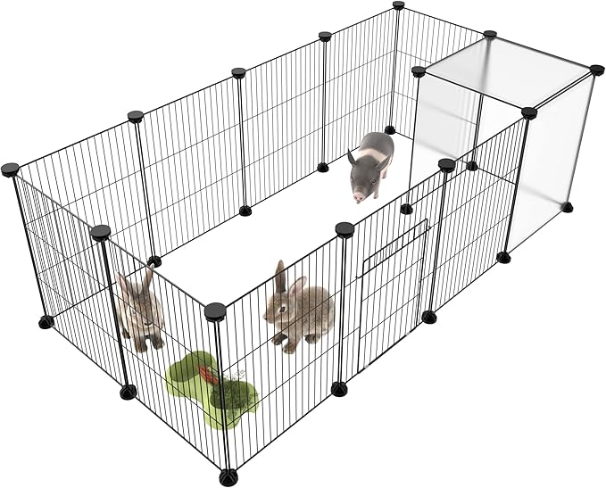 HOMIDEC Pet Playpen,Small Animals Cage DIY Wire Portable Yard Fence with Door for Indoor/Outdoor Use,Puppies,Kitties,Bunny,Turtle 48" x 24" x 16"