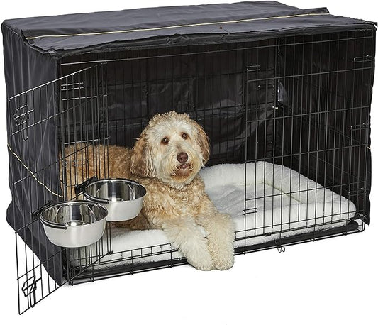 MidWest Homes for Pets iCrate Dog Crate Starter Kit | 48-Inch Dog Crate Kit Ideal for XL Dog Breesd (weighing 90 - 110 Pounds) || Includes Dog Crate, Pet Bed, 2 Dog Bowls & Dog Crate Cover