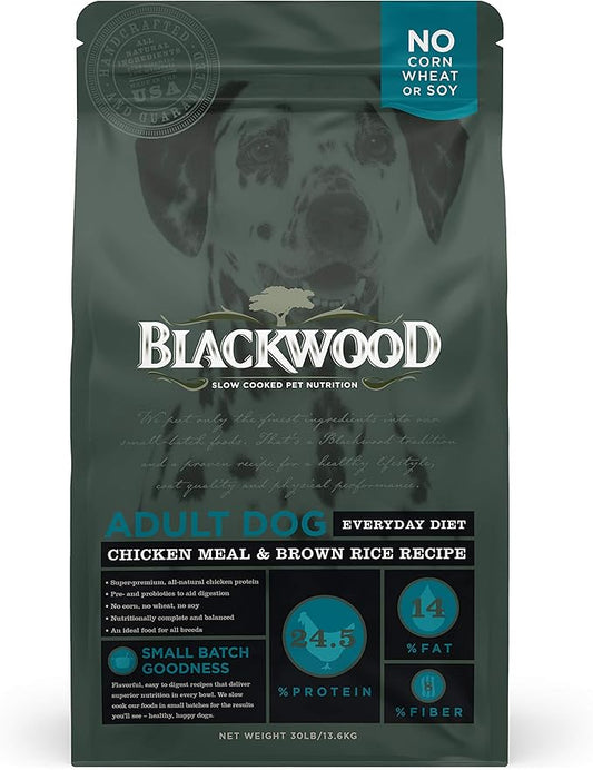 Blackwood Pet Food 075492300228 Chicken Meal & Rice Recipe Everyday Diet Adult Dry Dog Food, 30Lbs (22290)