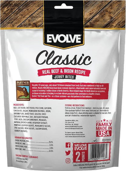 Evolve Classic Beef & Bison Recipe Jerky Bites Soft Dog Treats | 12 oz