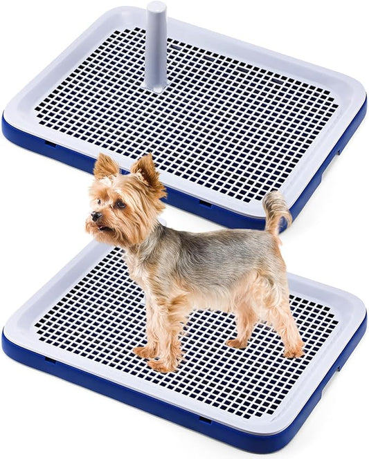 2 Pack Dog Potty Training Tray, Pee Pad Holder, Easy to Clean Puppy Pad Holder Tray with Diversion Column Nonslip Dog Pad Holders Heighten Dog Litter Box for Small Medium Pet (20"x14"x2")