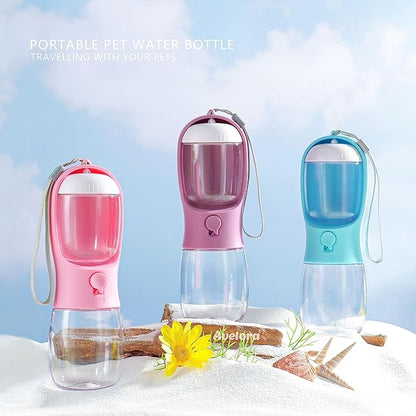 Dog Water Bottle,Portable pet Water Bottle with Food Container,Outdoor Portable Water Dispenser for Cat,Rabbit,Puppy and Other Pets for Walking,Hiking,Travel(10oz)