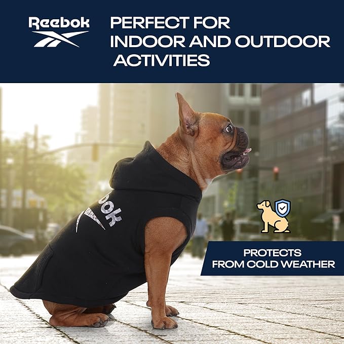 Reebok Dog Hoodie – Fleece Dog Sweater with Leash Hole, Cold Winter Dog Sweatshirt for Small Medium and Large Dogs, Premium Dog Fall Sweater Pullover Hoodie, Cozy Warm Perfect Dog Christmas Outfit