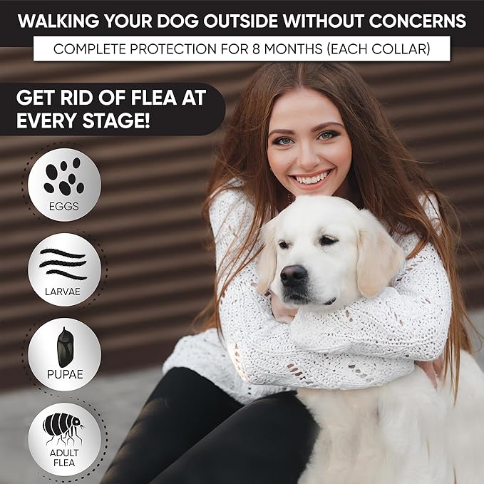 4 Pack Flea and Tick Collar for Dogs, 8-Month Protection Flea Collar for Dogs, Flea Tick Collar for Dogs, Dog Flea and Tick Collar -Black