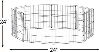 New World Pet Products 24" Foldable Black Metal Dog Exercise Pen No Door