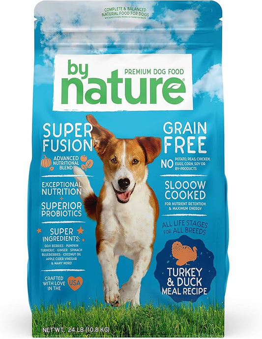 Grain Free Dog Food Made in USA [Grain Free Dry Dog Food with Superfood Ingredients for Food Sensitivities and Immune Health], Turkey & Duck Meal Recipe, 24 lb. Bag, Brown (77062)