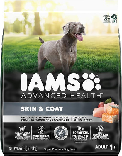 IAMS Advanced Health Skin & Coat Adult Dry Dog Food Chicken and Salmon Recipe, 36 lb. Bag