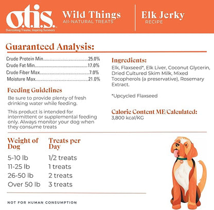 OTIS Elk Jerky for Dogs | Protein Packed, Pasture-Raised, Grass-Fed Elk Jerky Dog Treats Healthy Dog Treats - Wild Things | 4 Ounce Bag
