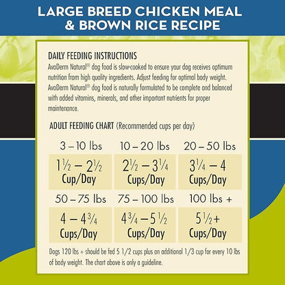 AvoDerm Natural Chicken Meal & Brown Rice Formula Large Breed Dry Dog Food, For Pet Food Allergy Support, 26 lb