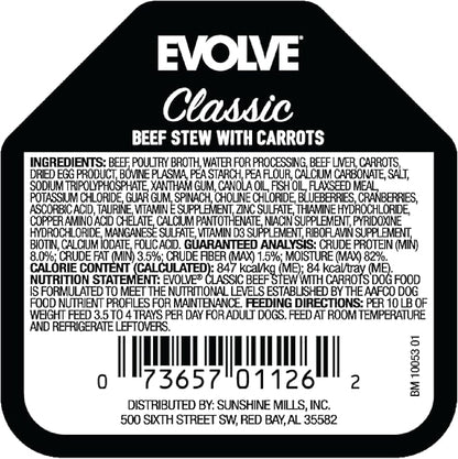 Evolve Classic Crafted Meals Beef Stew Wet Dog Food | 3.5 oz - 15 Pack