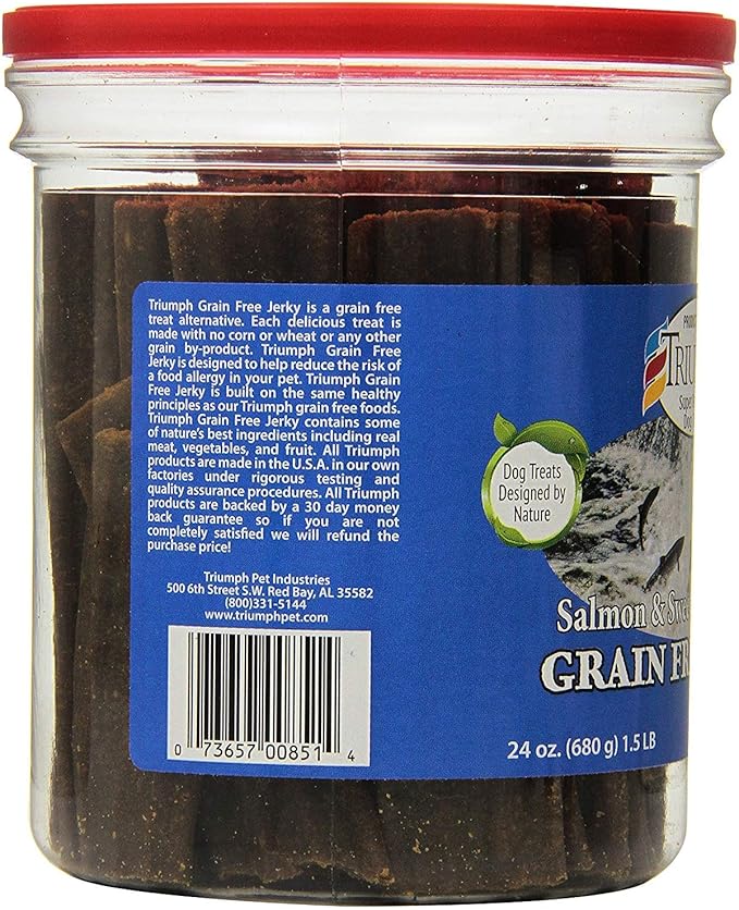 Triumph Super Premium Dog Treats 00851 Dog Salmon & Sweet Potato Jerky, 48-Ounce 3 pounds