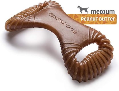 Benebone Dental Durable Dog Chew Toy for Aggressive Chewers, Real Peanut, Made in USA, Medium