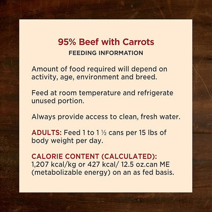Wellness CORE 95% Natural Wet Grain Free Canned Dog Food, Beef & Carrots,12.5-Ounce Can (Pack of 12)