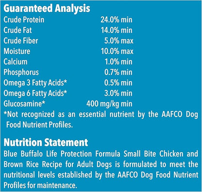 Blue Buffalo Life Protection Formula Natural Adult Small Bite Dry Dog Food, Chicken and Brown Rice 15-lb