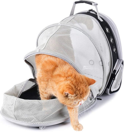 Lollimeow Bubble Expandable Cat Backpack Pet Travel Carrier for Cats and Dogs (Black-Expandable)