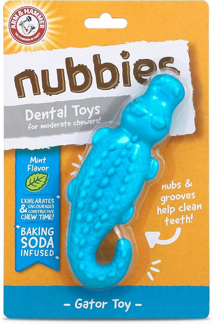 Arm & Hammer for Pets Nubbies Dental Toys Gator Dental Chew Toy for Dogs | Best Dog Chew Toy for Moderate Chewers | Reduces Plaque & Tartar Buildup Without Brushing, Gator