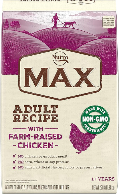 Nutro Max Adult Recipe Dry Dog Food With Farm Raised Chicken, 25 LB Bag