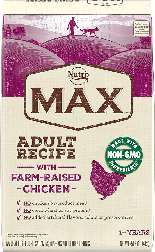 Nutro Max Adult Recipe Dry Dog Food With Farm Raised Chicken, 25 LB Bag