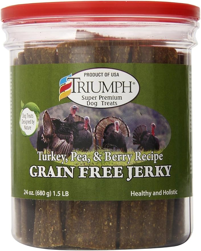 Triumph Dog Turkey, Pea, & Berry Grain Free Jerky, 24-Ounce [2-Pack]