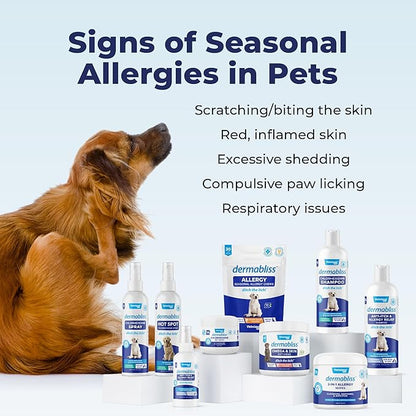 Vetnique Dermabliss Omega & Skin Health Fish Oil for Dogs Soft Chews Healthy Skin & Coat for Dogs with Biotin & DHA - Hickory Salmon Dog Treats (30ct Chews)