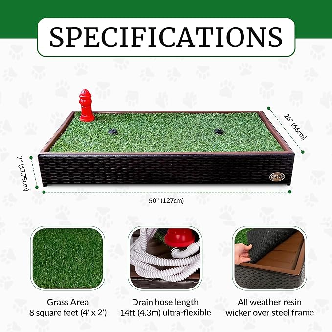 Porch Potty Artificial Grass for Dogs with Sprinkler - Top of The line Premium Quality 26x50x7 Reusable Potty Training Pads for Dogs - Washable Pee Pad for Dogs - Instant Drainage - 4x2 Ft Grass Area
