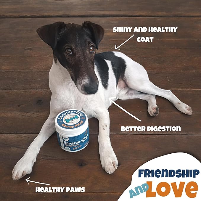 Plates Scratch-Stop Calming Chews for Dogs with Allergies and Itchy Skin, Essential Dog Allergy Relief and Vitamins Supplement for Immune Support, Omega-3, and Gut Health, Seasonal Allergies